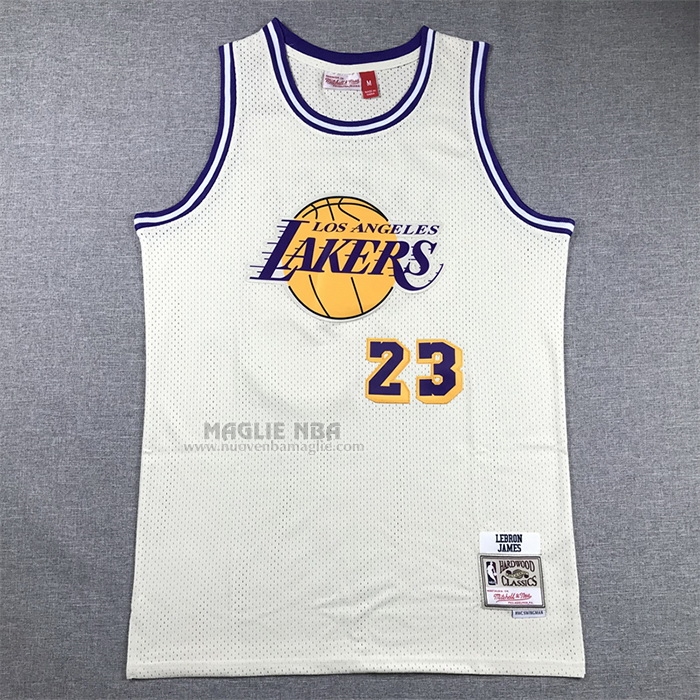Maglia
 Lebron James NO 23 Los Angeles Lakers Mitchell & Ness Chainstitch Crema

